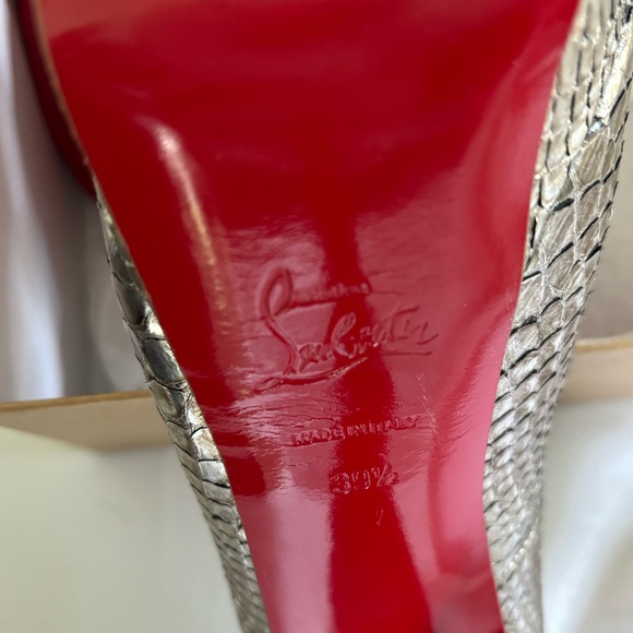 Christian Louboutin Lady Peep 150 Python Cosmo Color Antique Silver. Size 39.5. - Picture 5 of 11